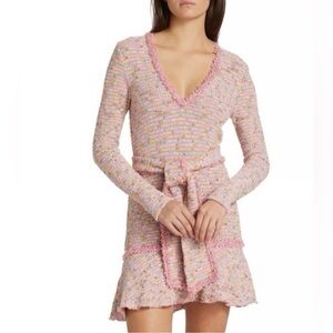Alexis “Elouise” Pink Boucle Knit Belted Dress